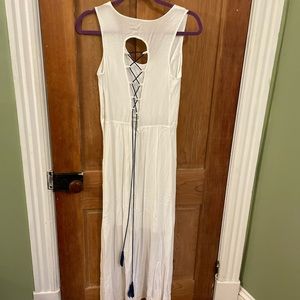 Size medium white/blue dress with open tie back